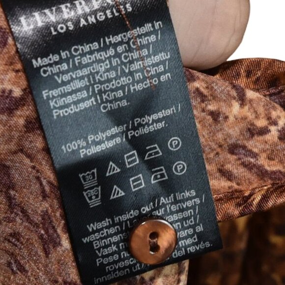 NWT Liverpool Flap Pocket Button Front Woven Blouse in Autumn Safari-SZ S - Picture 8 of 8